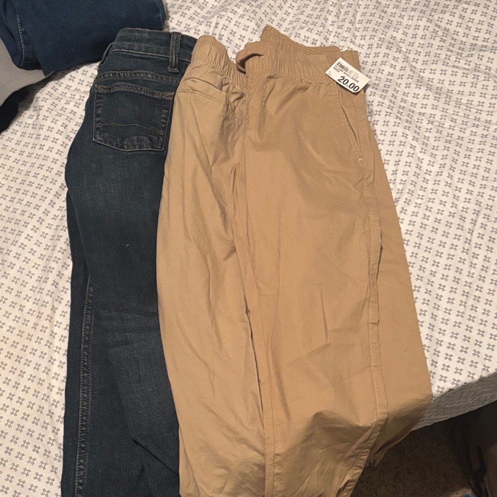 Tan and Dark Blue Pants Set size 6